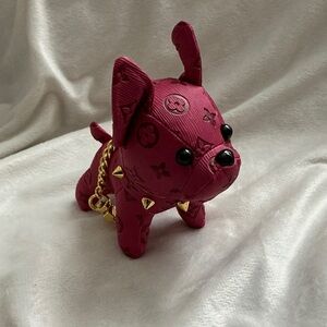 Keychain Hot Pink Dog with Gold Accents And Gold Spiked Collar